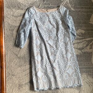 Eliza J Light Blue Lace Long Sleeve Dress